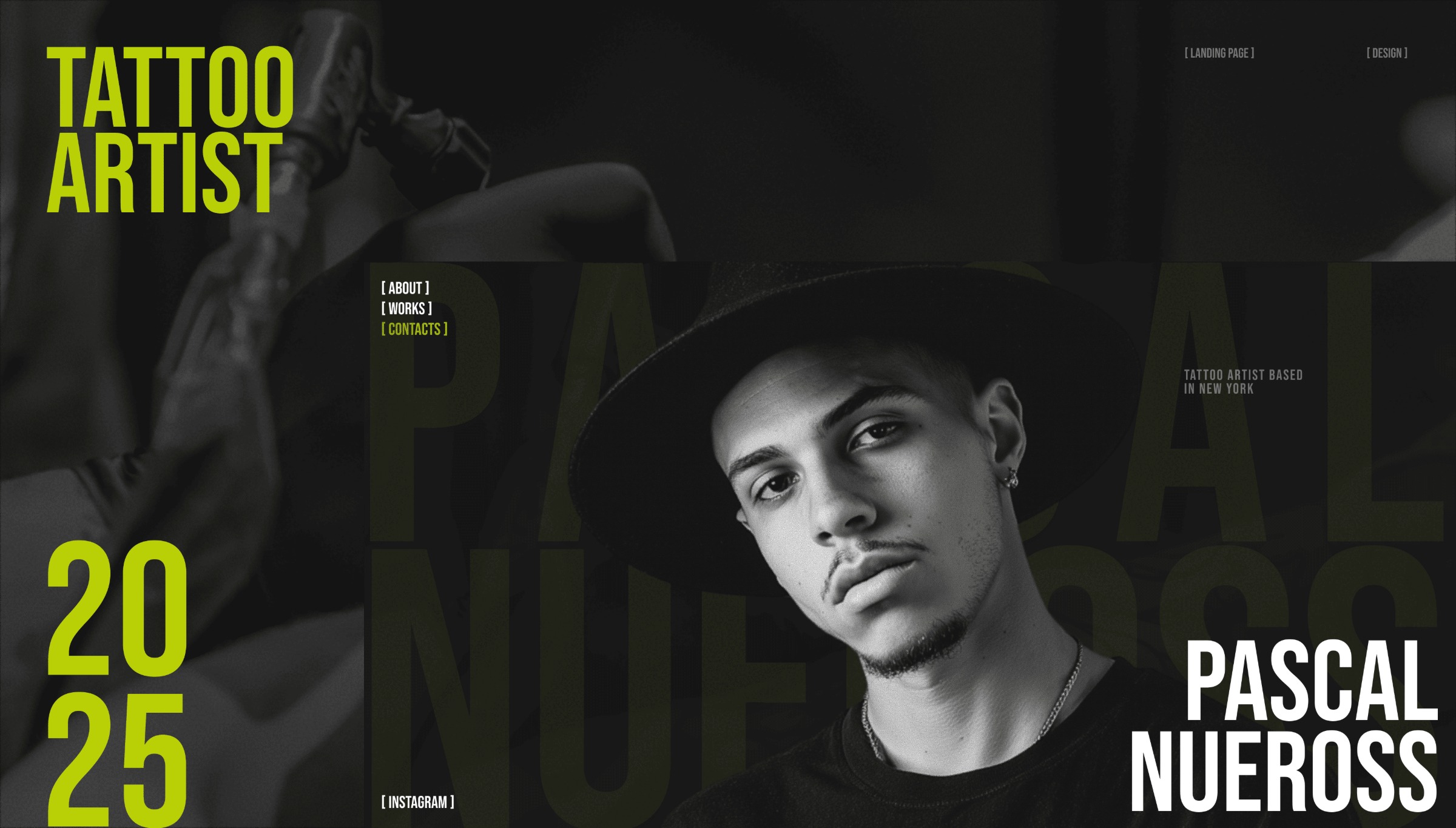 Dark Minimal Landing Page for Tattoo Artist Image 0