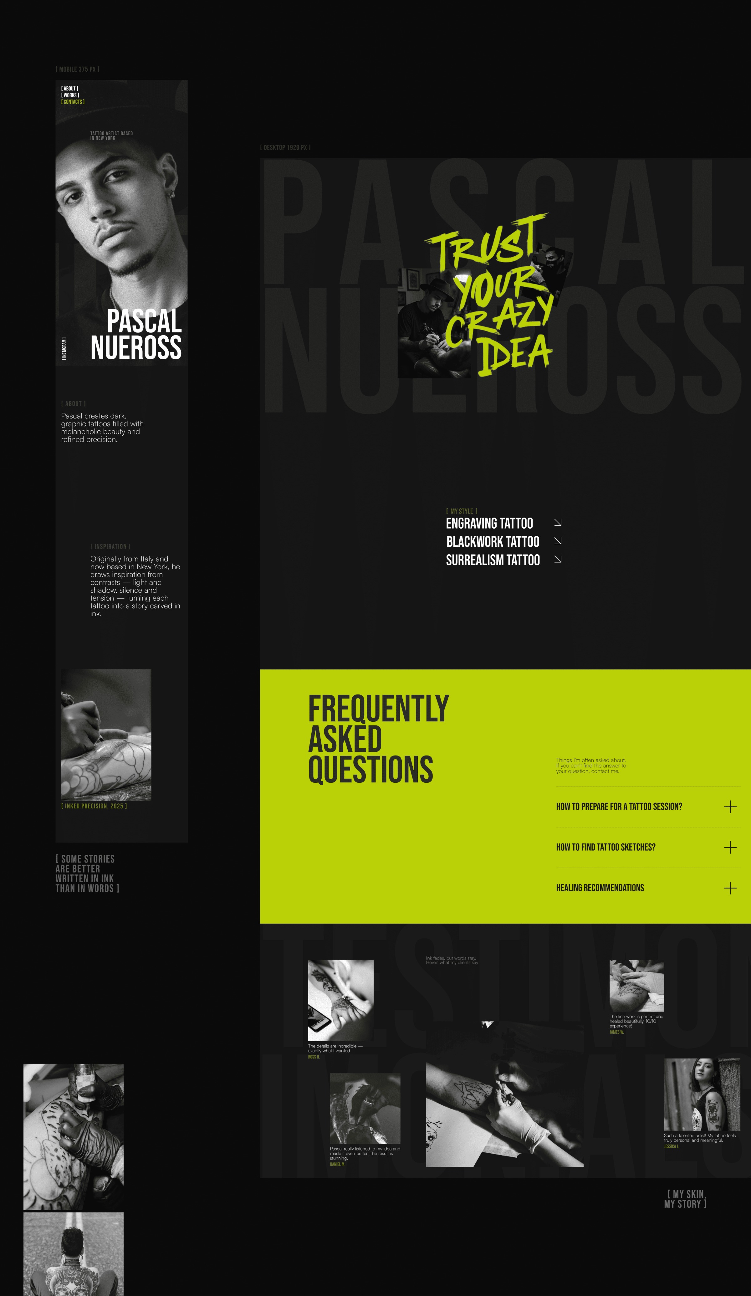 Dark Minimal Landing Page for Tattoo Artist Image 4