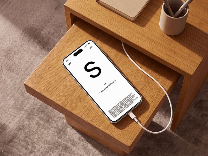 iPhone Mockup in Wooden Drawer