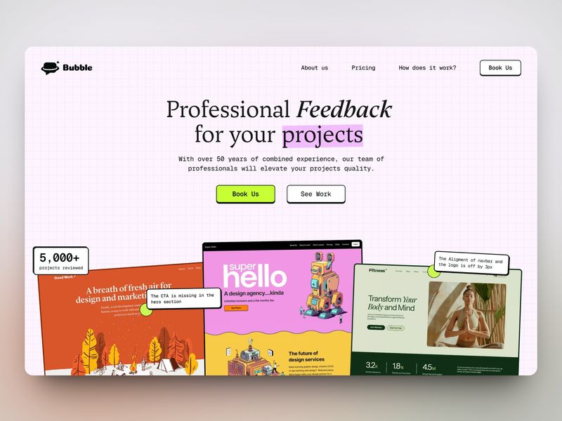 Redesign of hero section for Professional Feedback Service