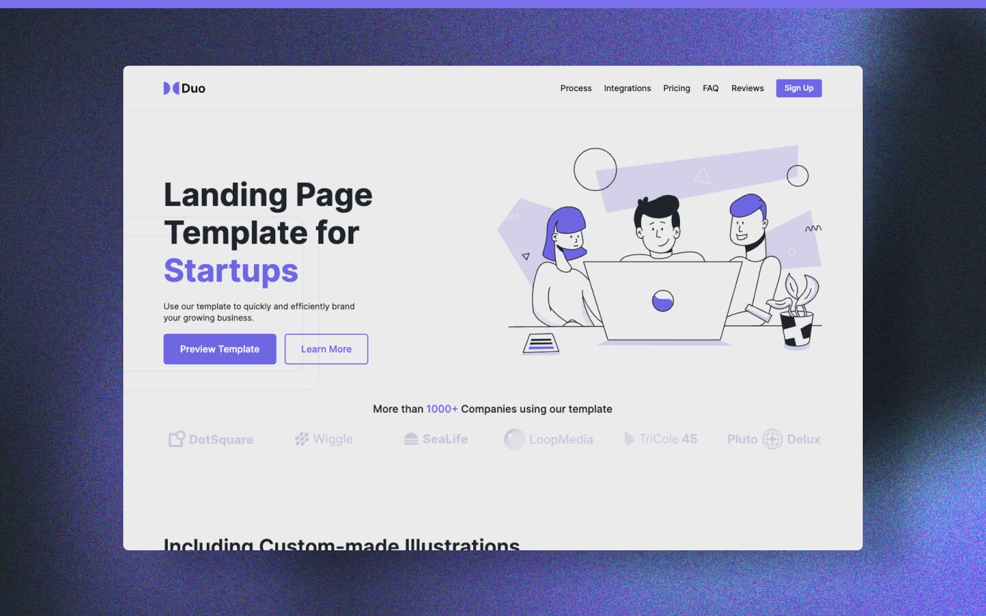 Duo - Startup Landing Page Webflow Template Image 0