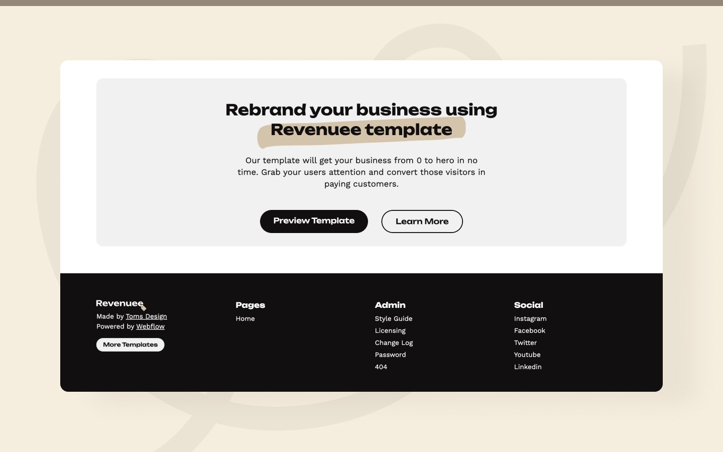 Revenuee - Marketing Themed Landing Page Webflow Template Image 2