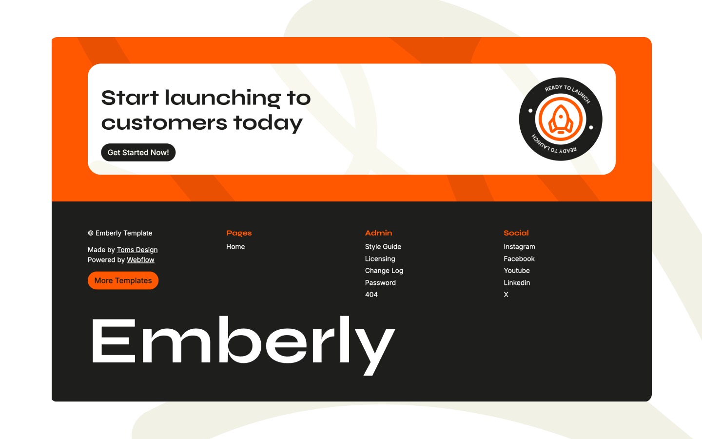 Emberly - Marketing Themed Landing Page Webflow Template Image 0