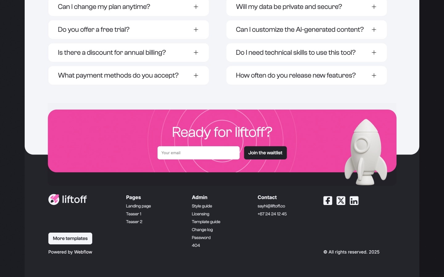 Liftoff - AI & Startup Themed Landing Page Webflow Template Image 1