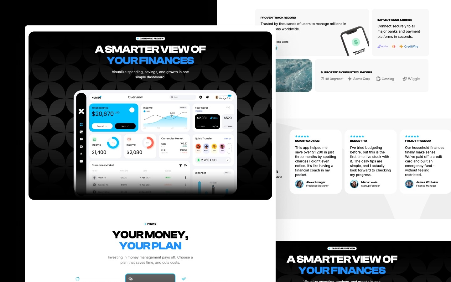 Numeo - Finance Themed Landing Page Webflow Template Image 1
