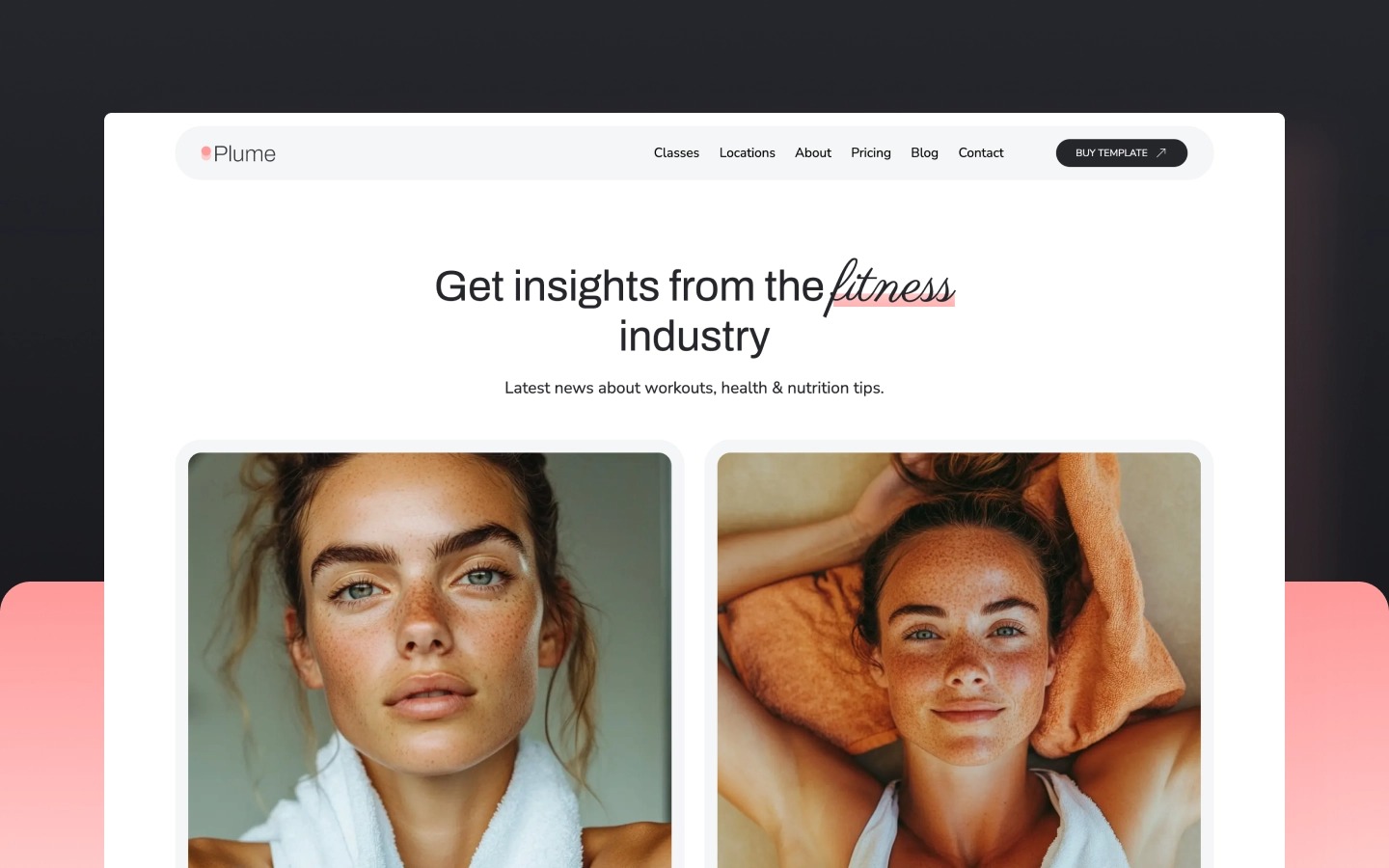 Plume - Fitness & Wellness Themed Webflow Template Image 1