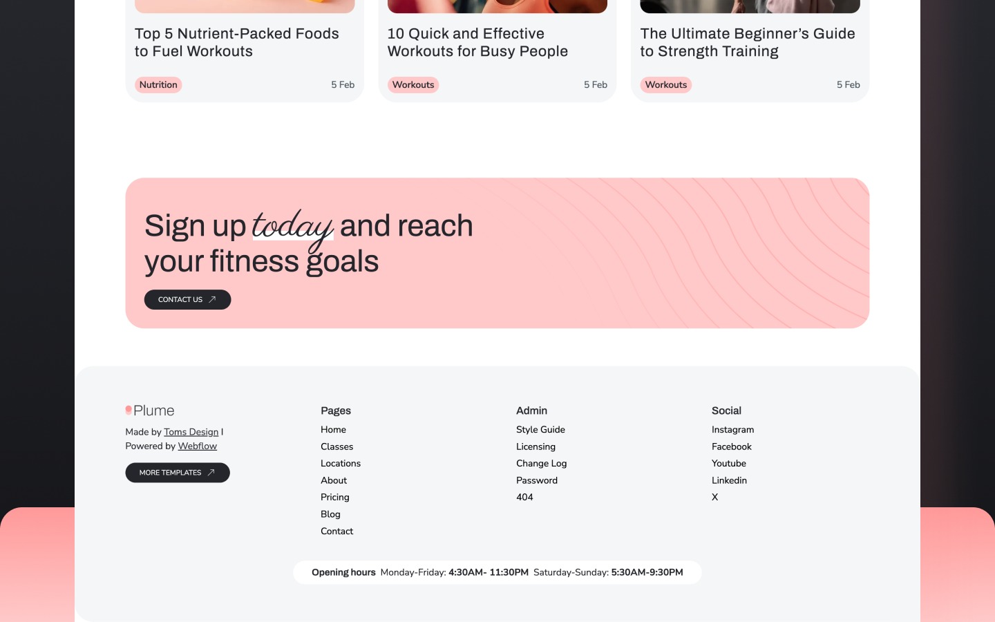 Plume - Fitness & Wellness Themed Webflow Template Image 3