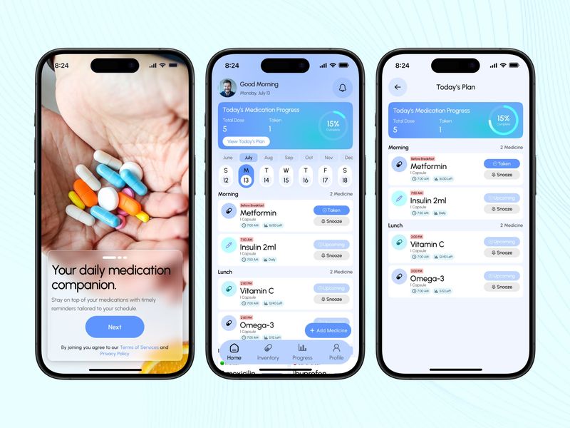 Medicine Reminder Mobile App UI Design