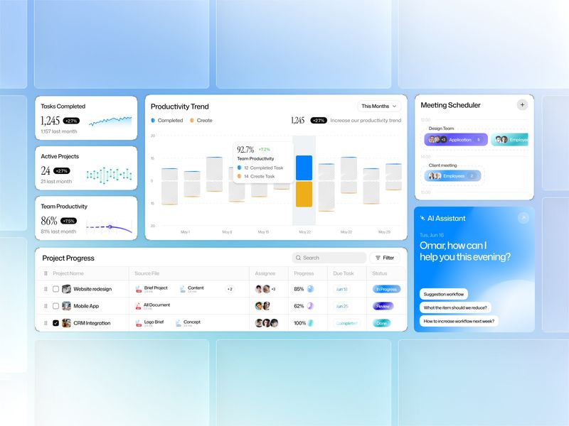 Project Management Dashboard - AI SaaS UI UX