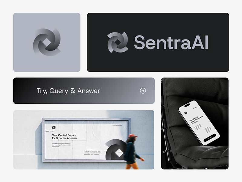 SentraAI, Modern, AI Logo, Futuristic, Query, Answer, Software
