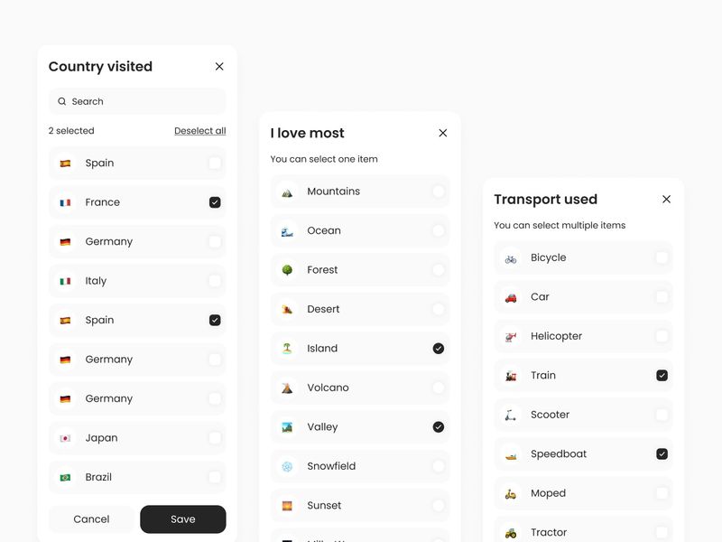 Travel App Sidebar Design