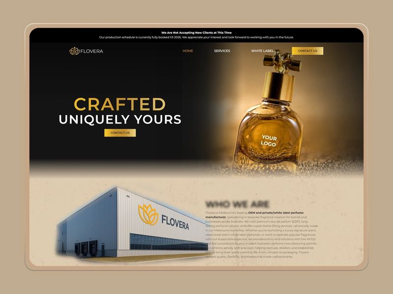 Flovera | Luxury Fragrance & Manufacturing Website Design