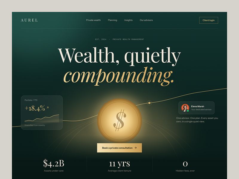 Private Wealth Management Website UI — Luxury Finance Landing Pa