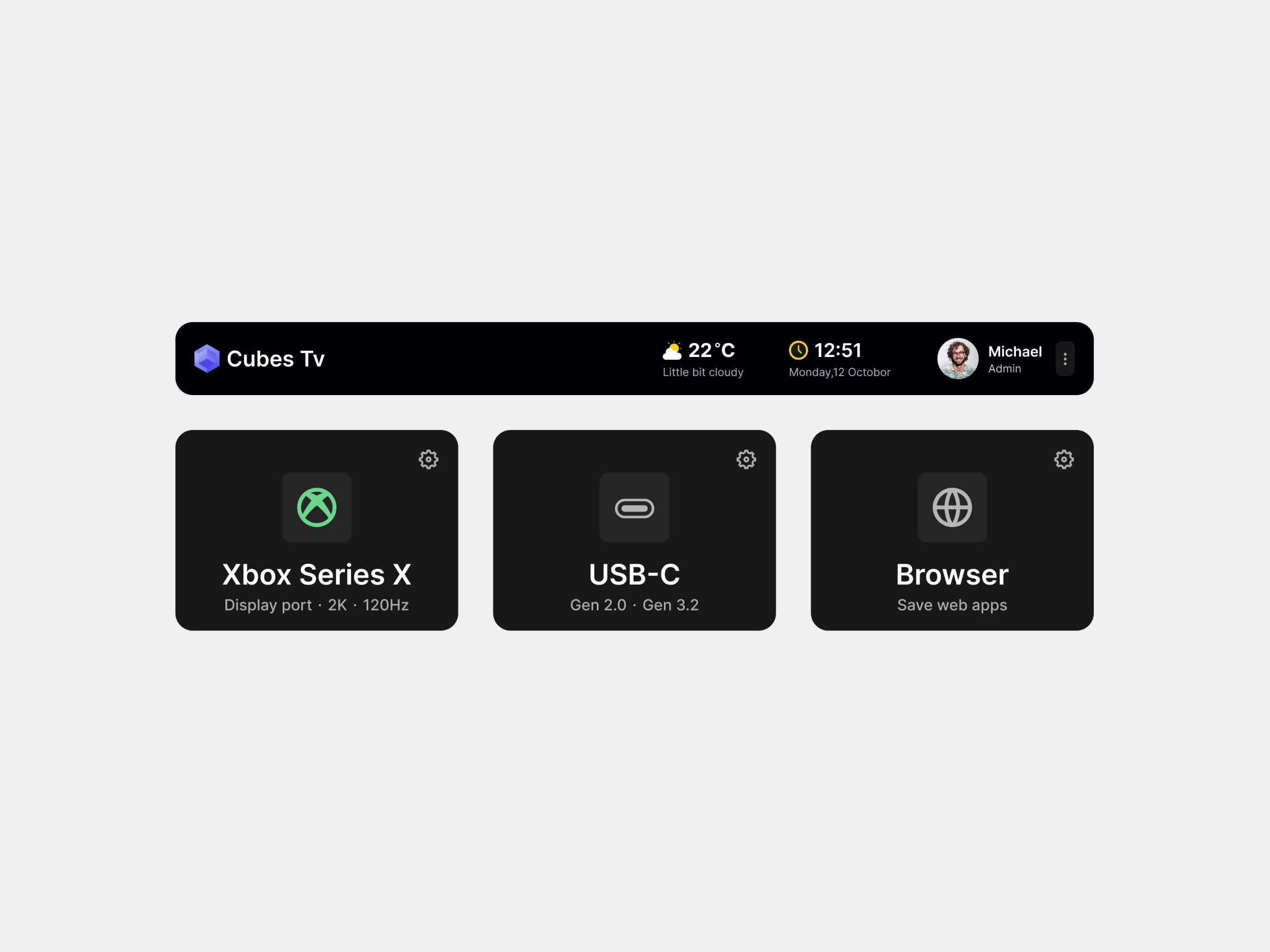 Cubes OS — TV Operating System | SaaS UI Design Image 1