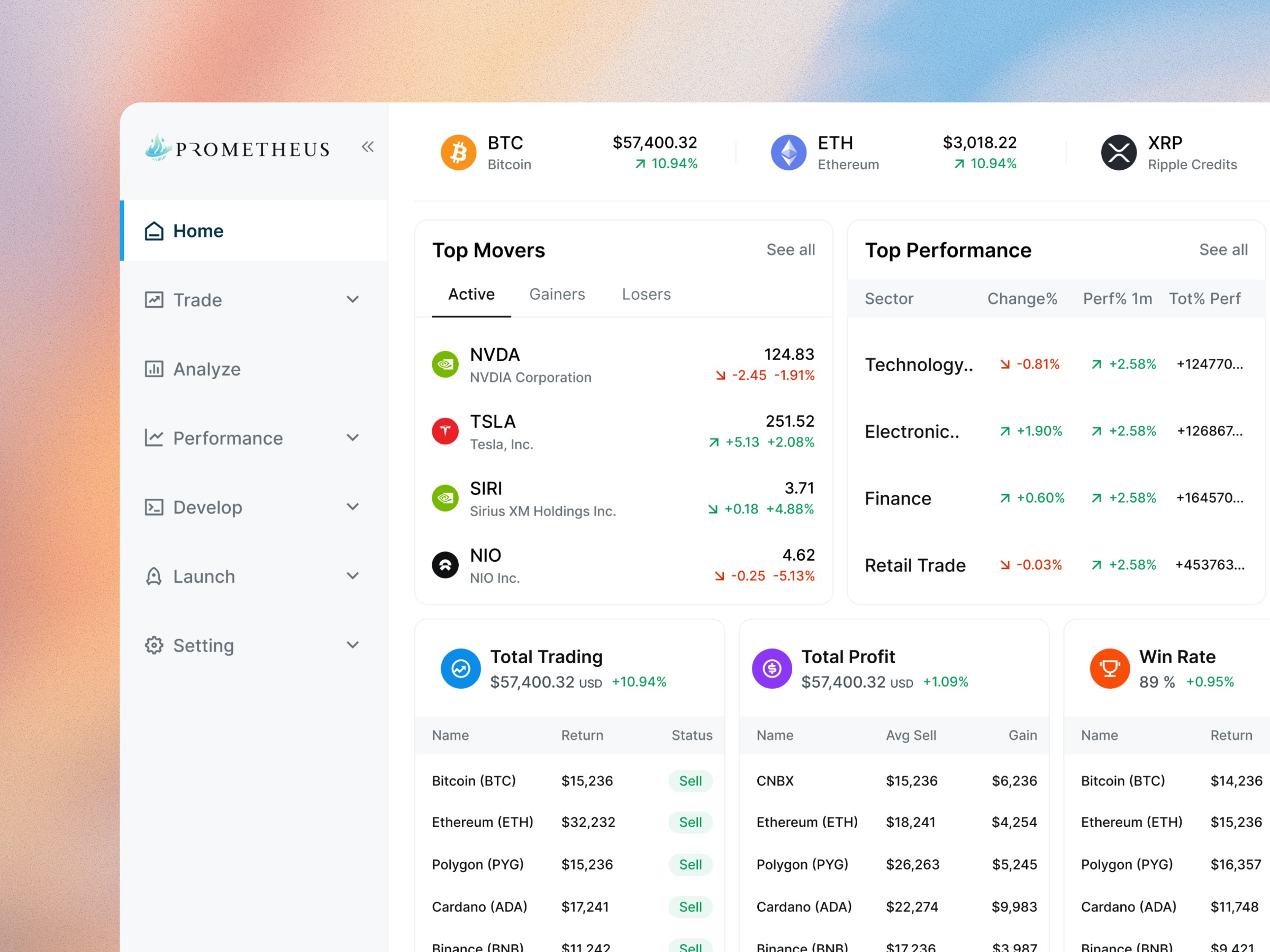 Prometheus – Crypto & Trading Analytics Dashboard | Blockchain Image 0