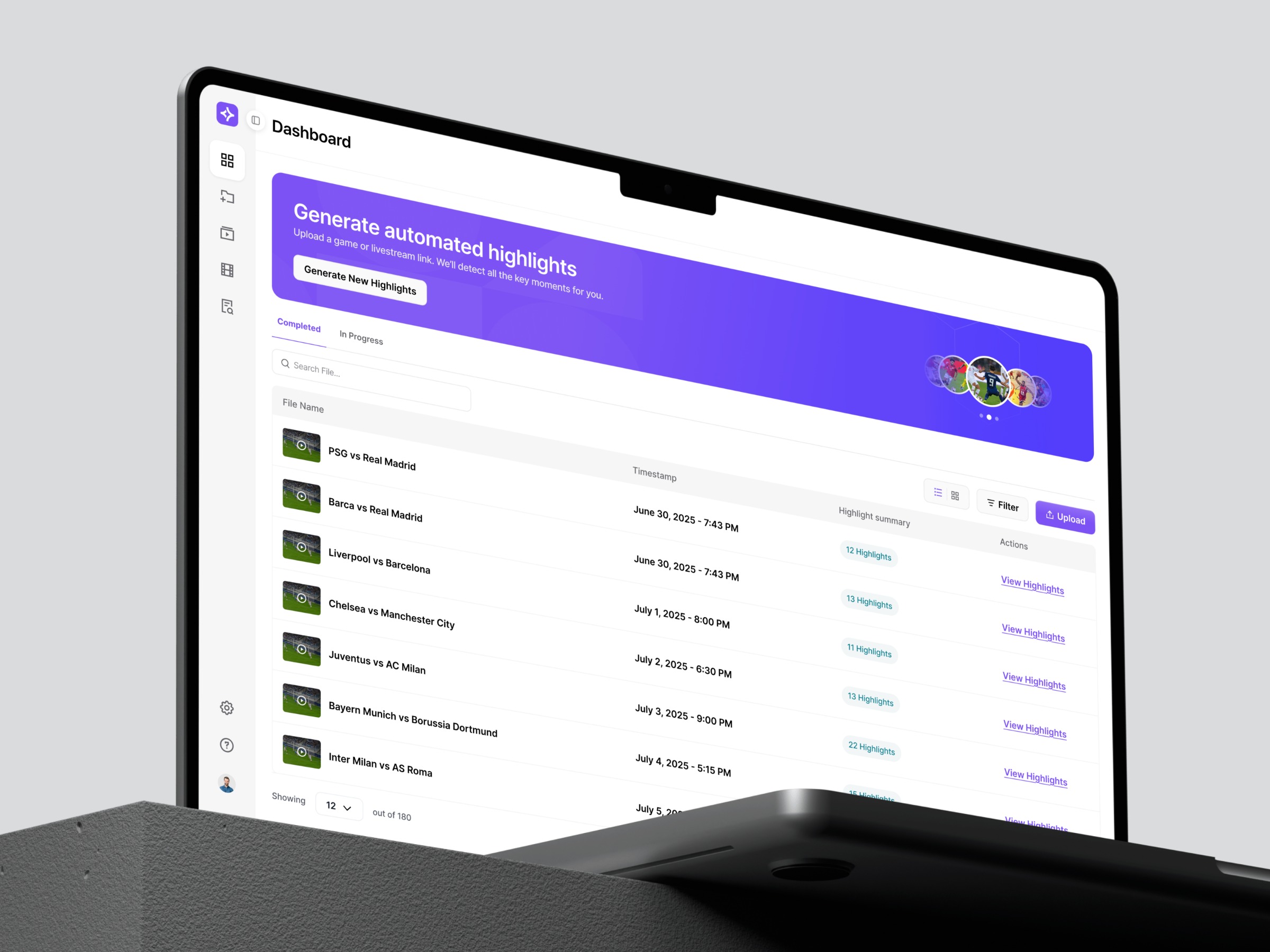 Clipmatic – AI Sports Highlights Dashboard Image 0