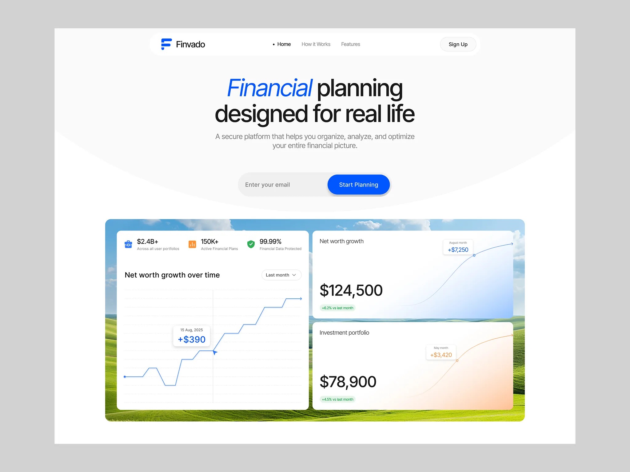 Financial Planning Platform Website Hero | Fintech Website