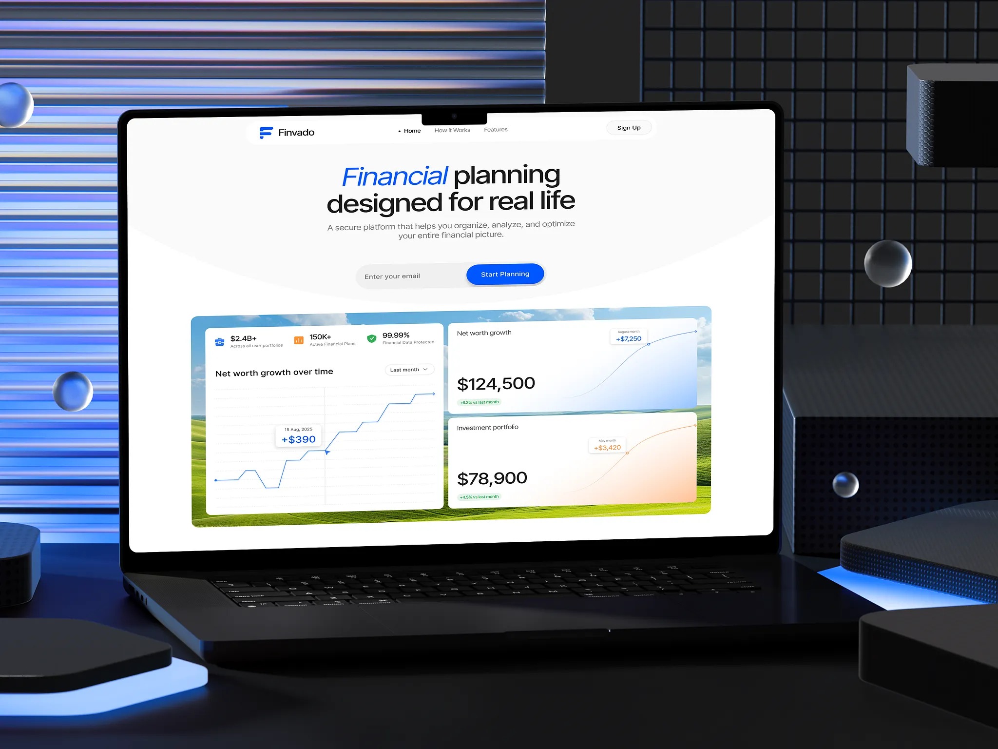 Financial Planning Platform Website Hero | Fintech Website Image 1