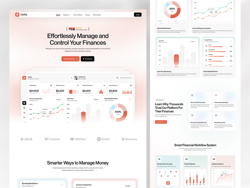 Cashly -  Smart Money Management SaaS Website Design 