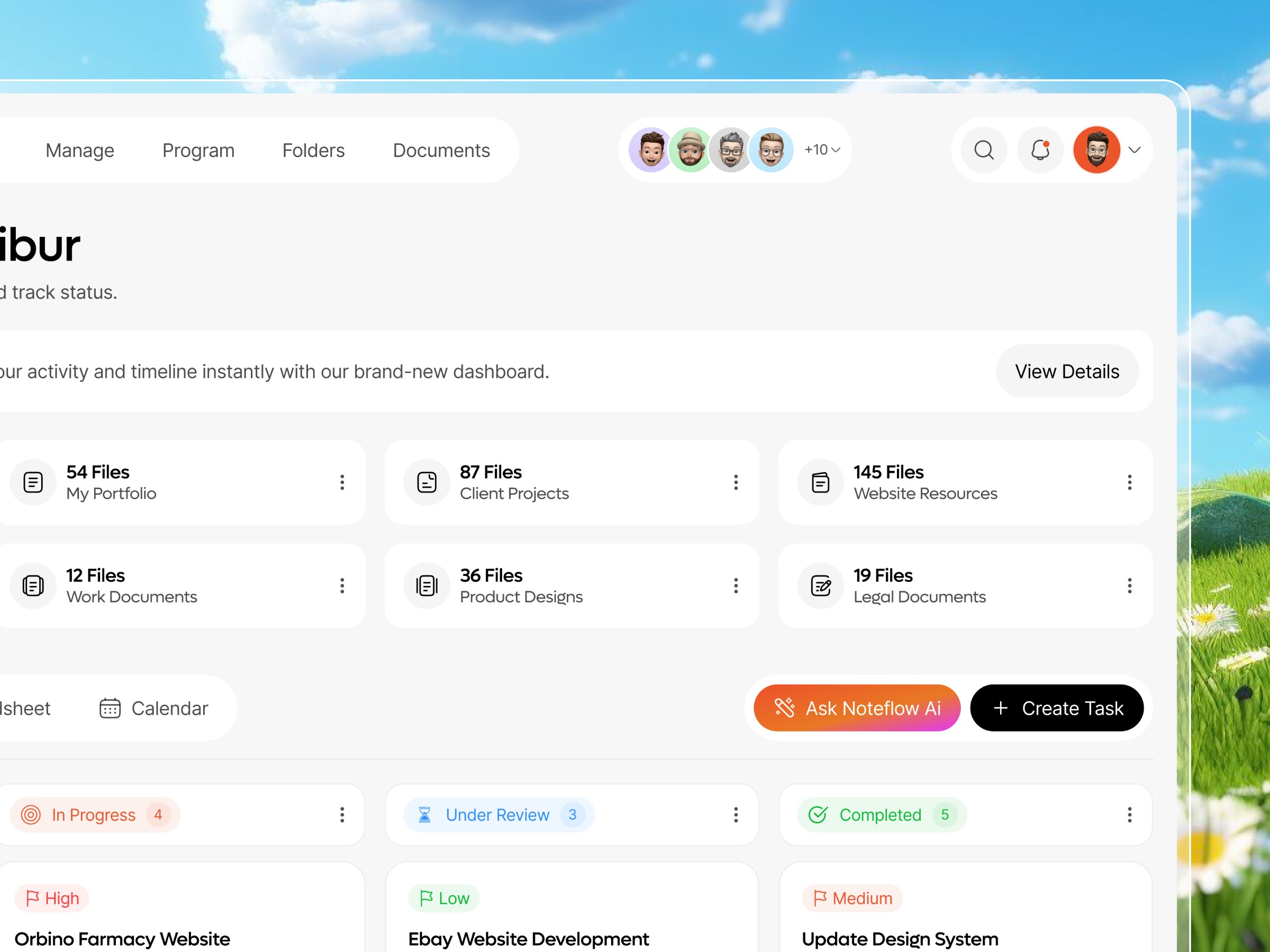 Project Management Dashboard Design Image 1