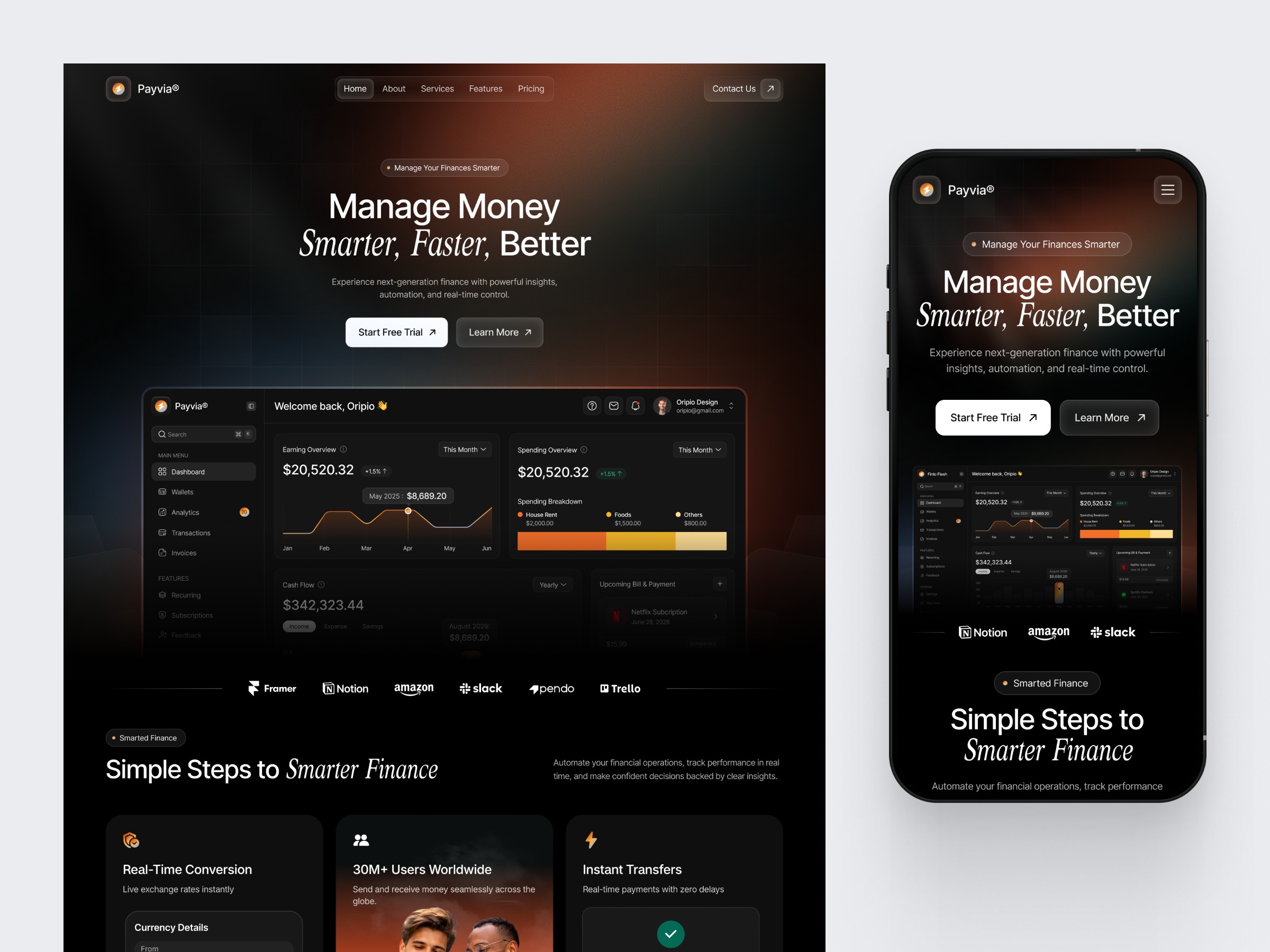 Payvia - Finance SaaS Landing Page Image 1
