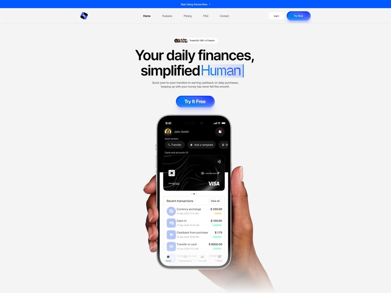 Minimalist P2P Mobile Banking Landing Page 📲