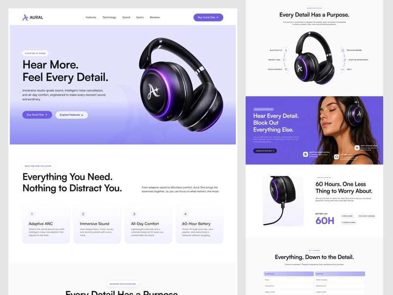 Aural - Premium Headphones Landing Page
