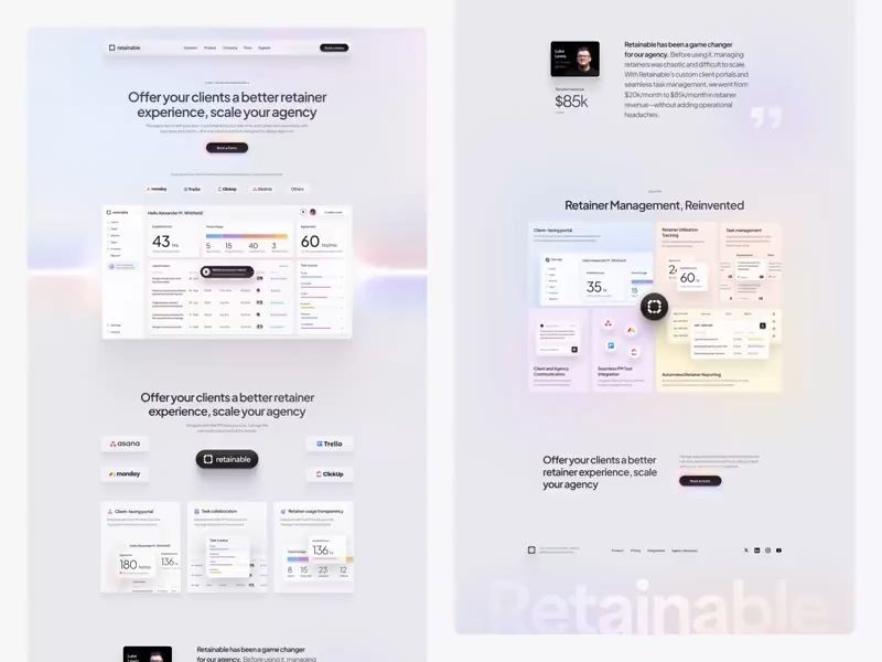 Retainable landing homepage page animation