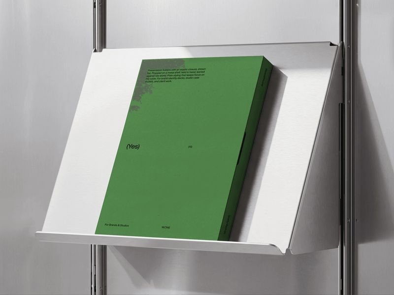 Presentation Folder Mockup on Display Shelf