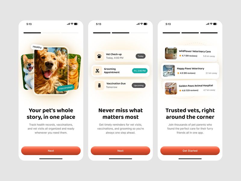Pet Care App Onboarding UI Design – Pawfect