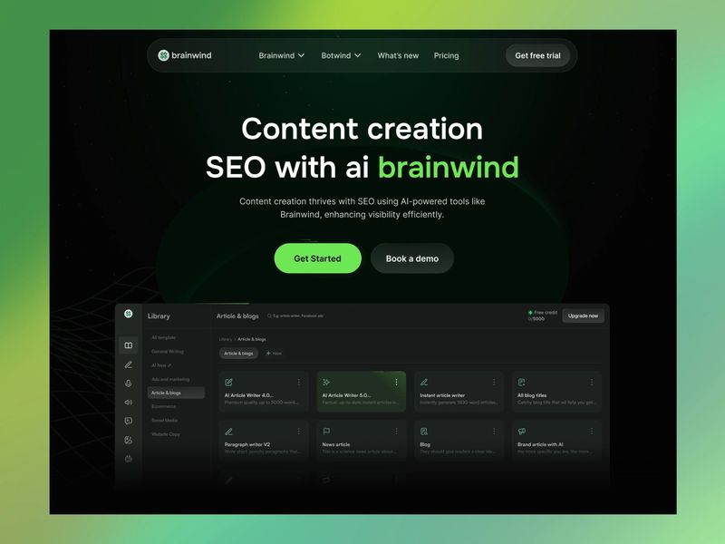 Brainwind – Content Automation SaaS website 