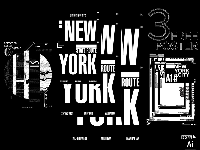 3 Free A3 Posters – Typographic Systems / New York City