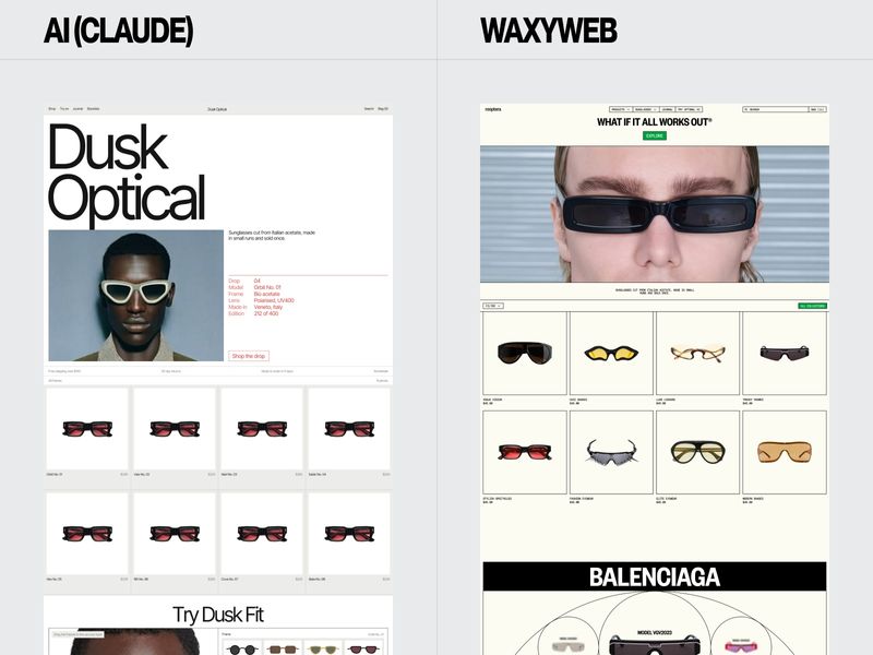Eyewear Ecommerce Website Redesign — AI vs. WaxyWeb