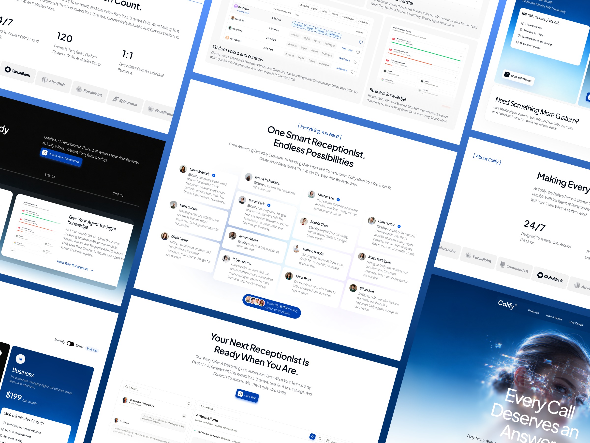 Colify – AI Receptionist SaaS Website & Dashboard UI/UX Design Image 1