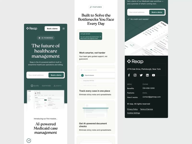 A mobile-optimized landing page for Reap