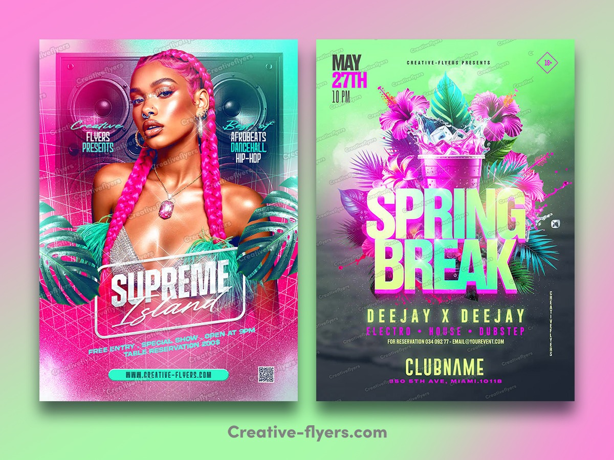 12 Best Spring Break & Spring Party Flyer Templates (PSD) Image 0