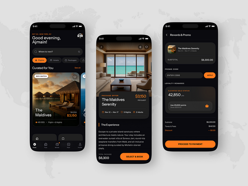 Luxury Travel Booking App UI