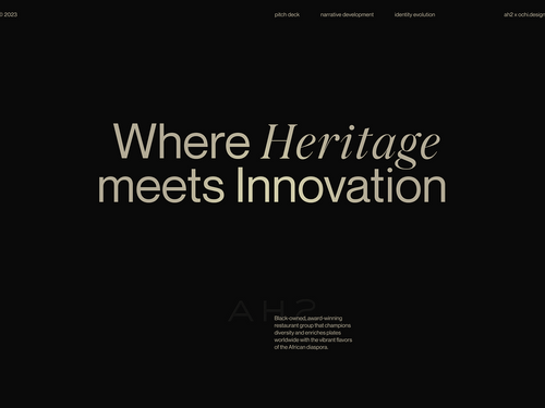 Pitch deck for AH2 hospitality and Matt Horn