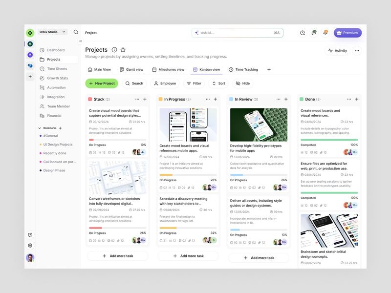 Project Management Web App Design