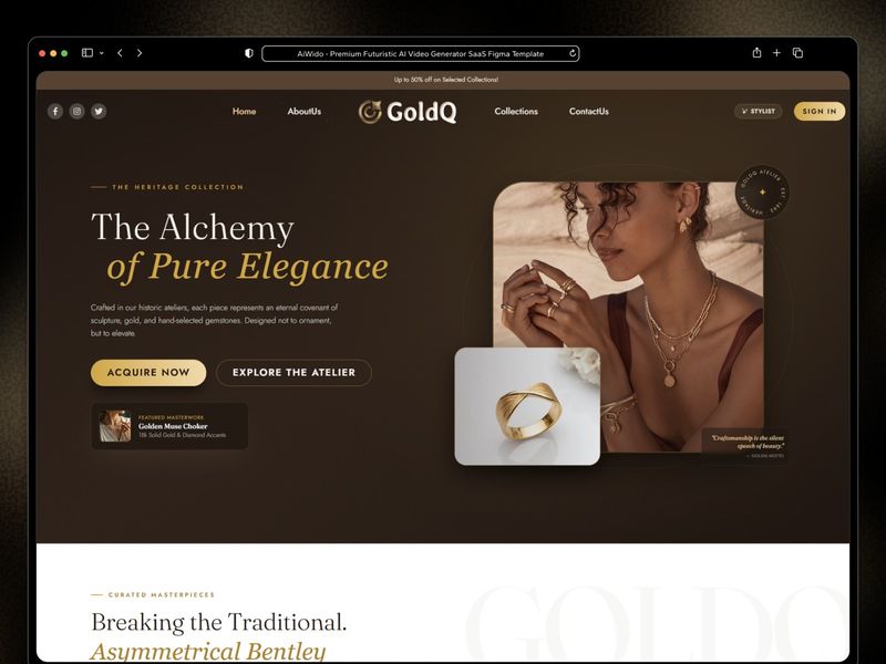 GoldQ — Luxury Jewelry & Diamond E-Commerce React UI Template 💎✨