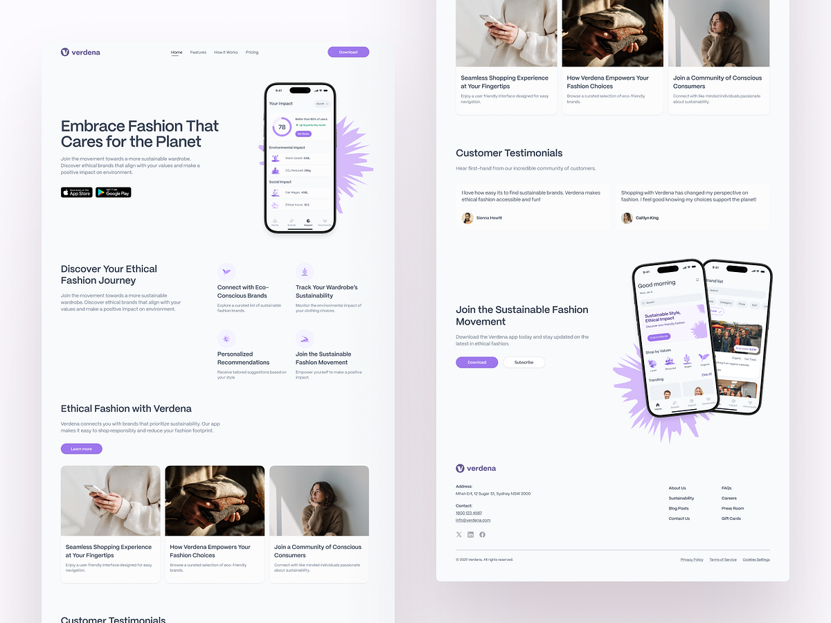 Verdena Mobile App Marketing Web Page Design