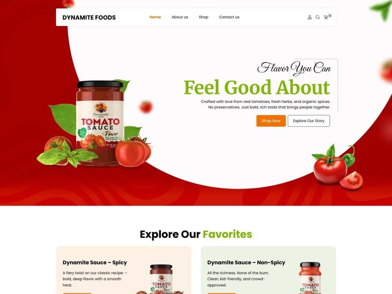 Dynamite Foods E-commerce Website Full Homepage Design