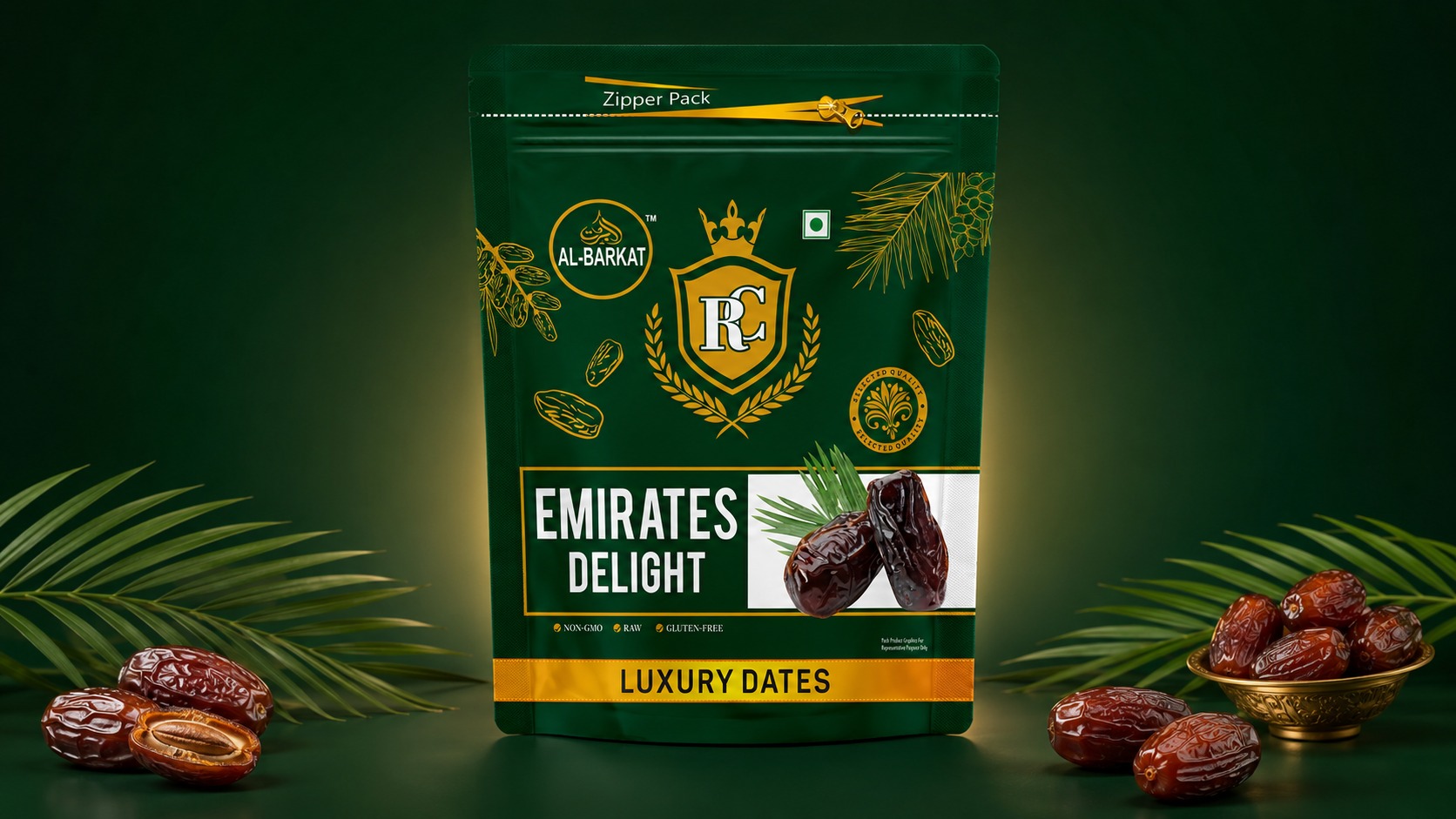 AL-BARKAT Premium Dates Packaging Design Image 1