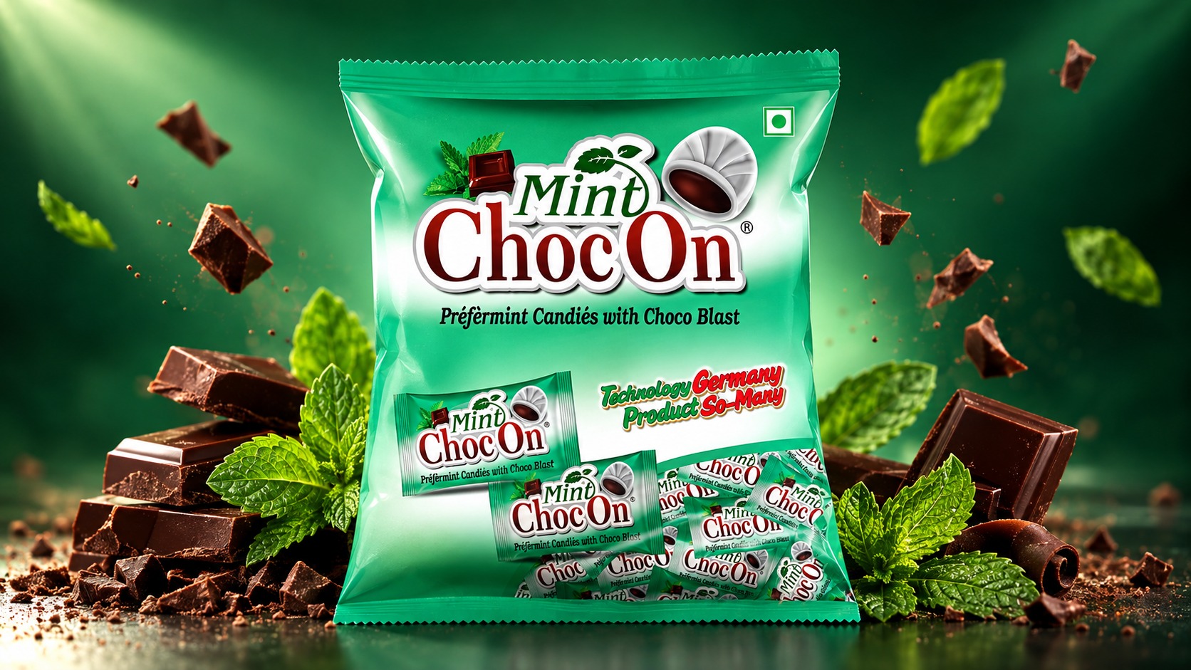 Mint ChocOn Premium Candy Packaging Design Image 1