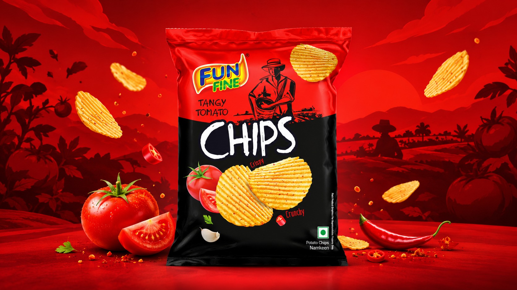 Fun Fine Chips Packaging Design for a Vibrant Snack Brand Image 0