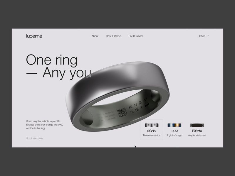 Lucerné • Modular Smart Ring • Landing Page Concept