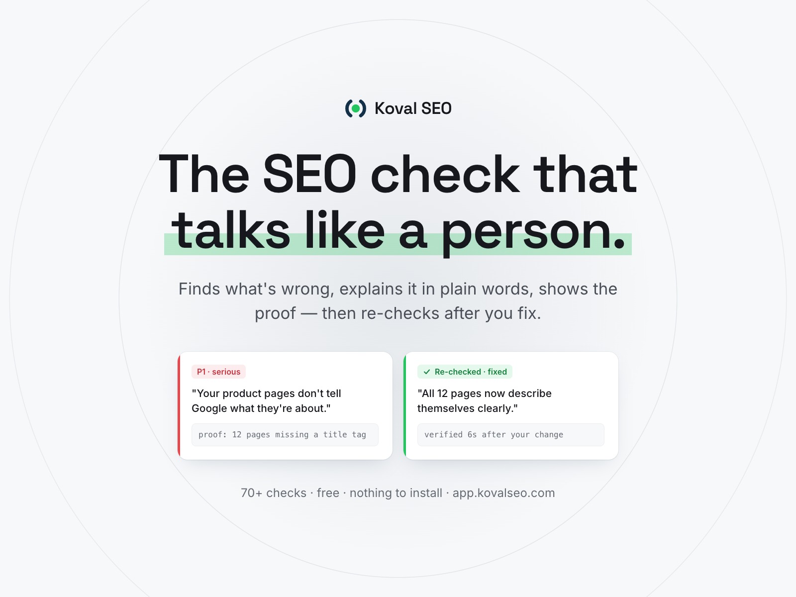 Koval SEO Console — An SEO Check That Talks Like a Person