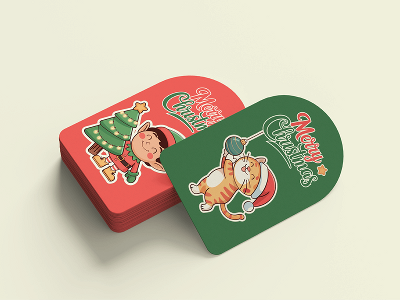 Cute Vintage Christmas Arch Card & Gift Tag