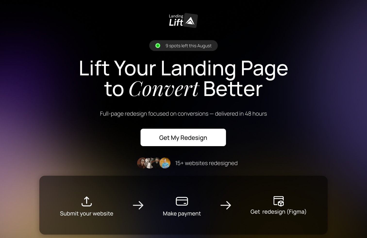 Landing Lift framer website design & development
