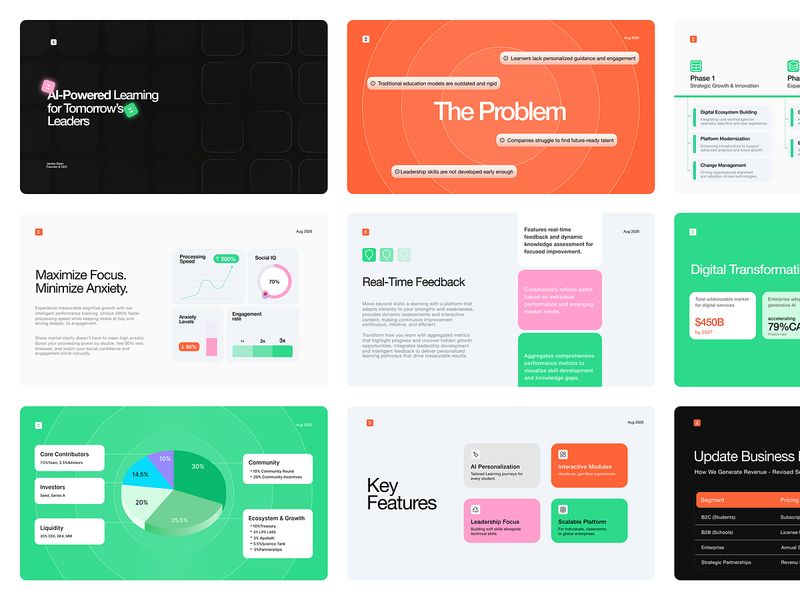 Pitch Deck Design AI-Powered Learning for Tomorrow’s Leaders 🚀